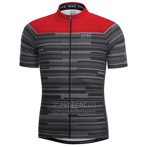 2017 Fietskleding Gore Bike Wear Power Stripes Grijs Korte Mouwen en Koersbroek